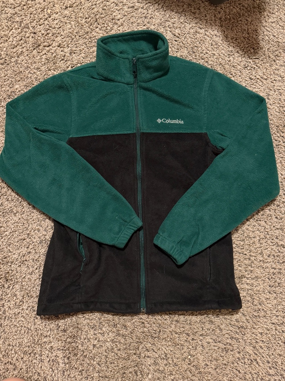 Columbia Men's Green and Black Full-Zip Fleece Jacket